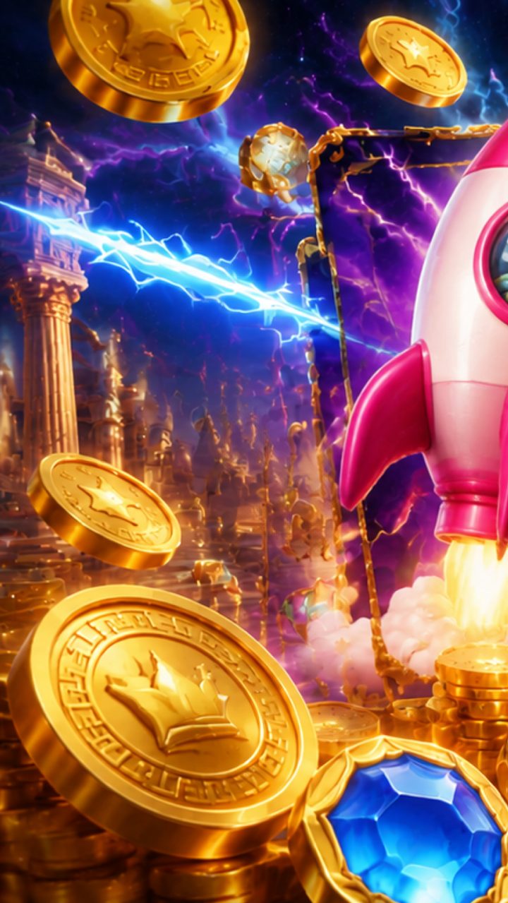 Rocket and coins artwork